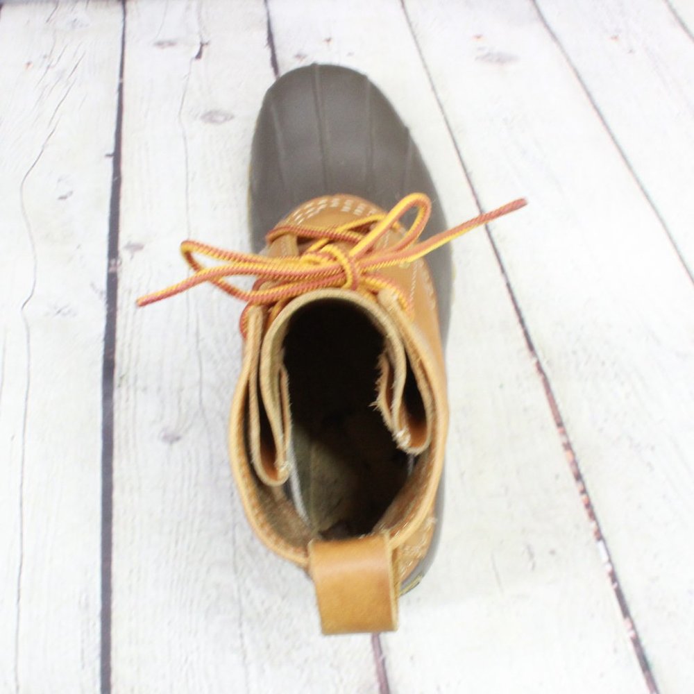 LL Bean Thinsulate Lined 8" Brown Leather Waterproof Duck Boots Size 6 M - Picture 6 of 9